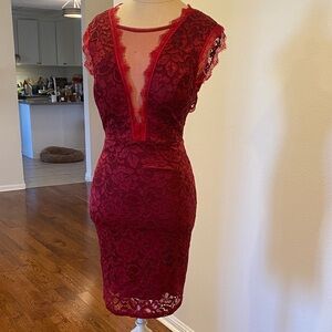 Elegant Red Lace Dress